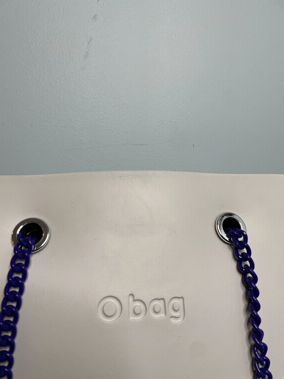 OBag Rubber White Tote Bag Handbag Double Chain Handles Classic Iconic - O Bag