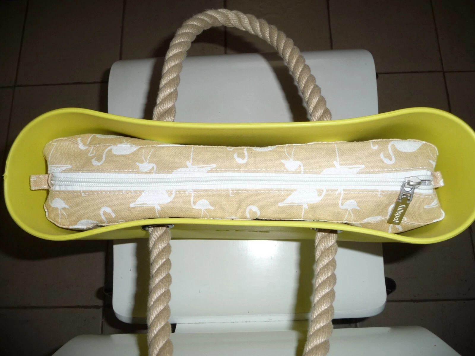 O Bag Happy Lime Green With Natural Rope Handle. Made in Italy - O Bag