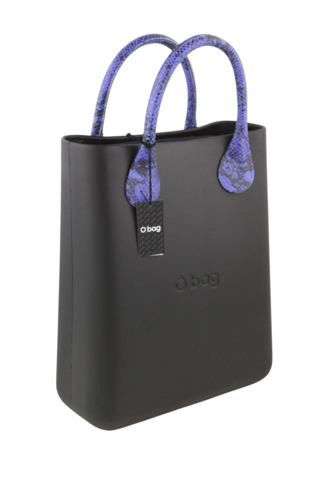 O Bag Chic Women Bag OS Black Patterned Tote Double Handles Inner Pouch Square - O Bag