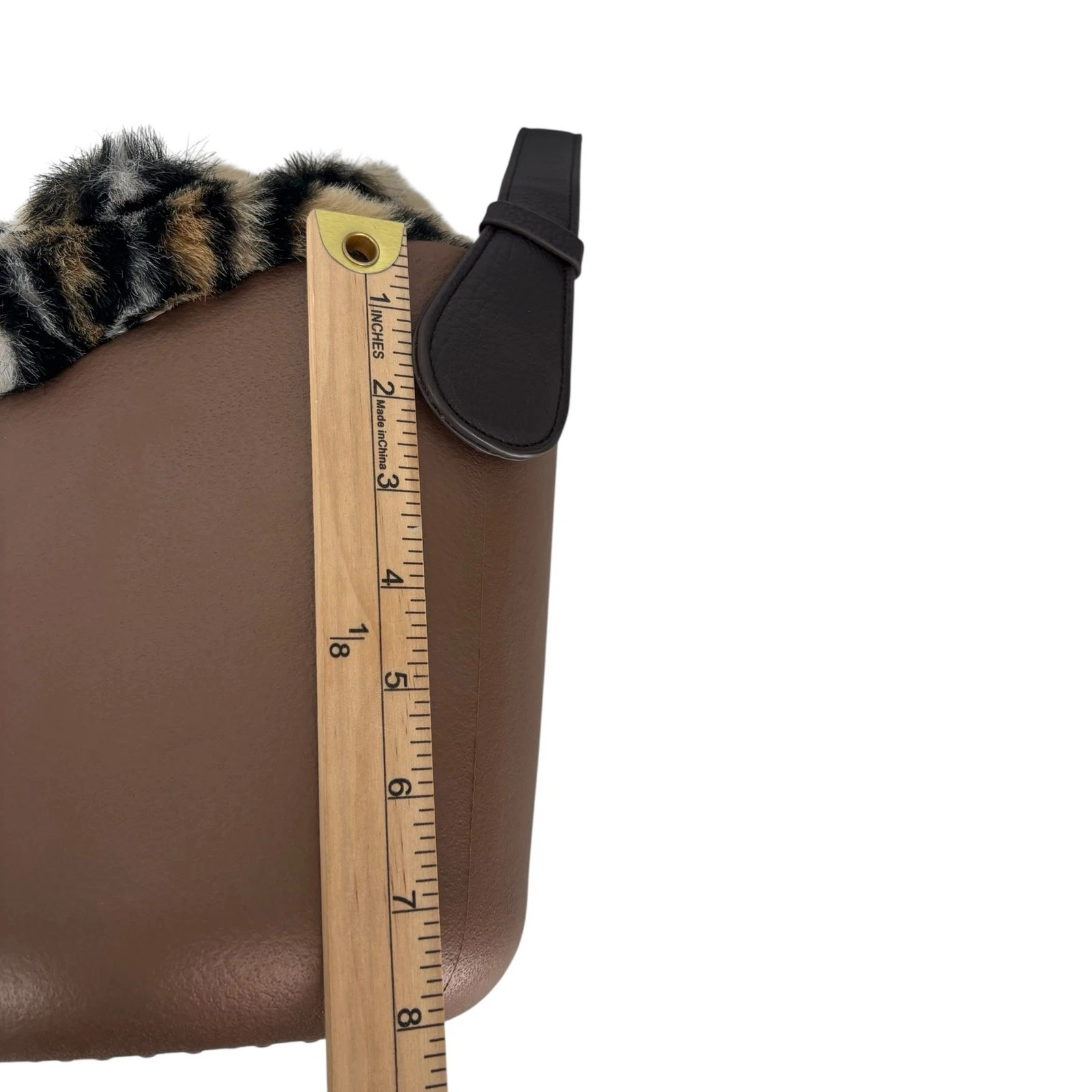 O Bag Italy Eva Compound Basket Tote Crossbody Bronze Faux Leopard Drawstring - O Bag