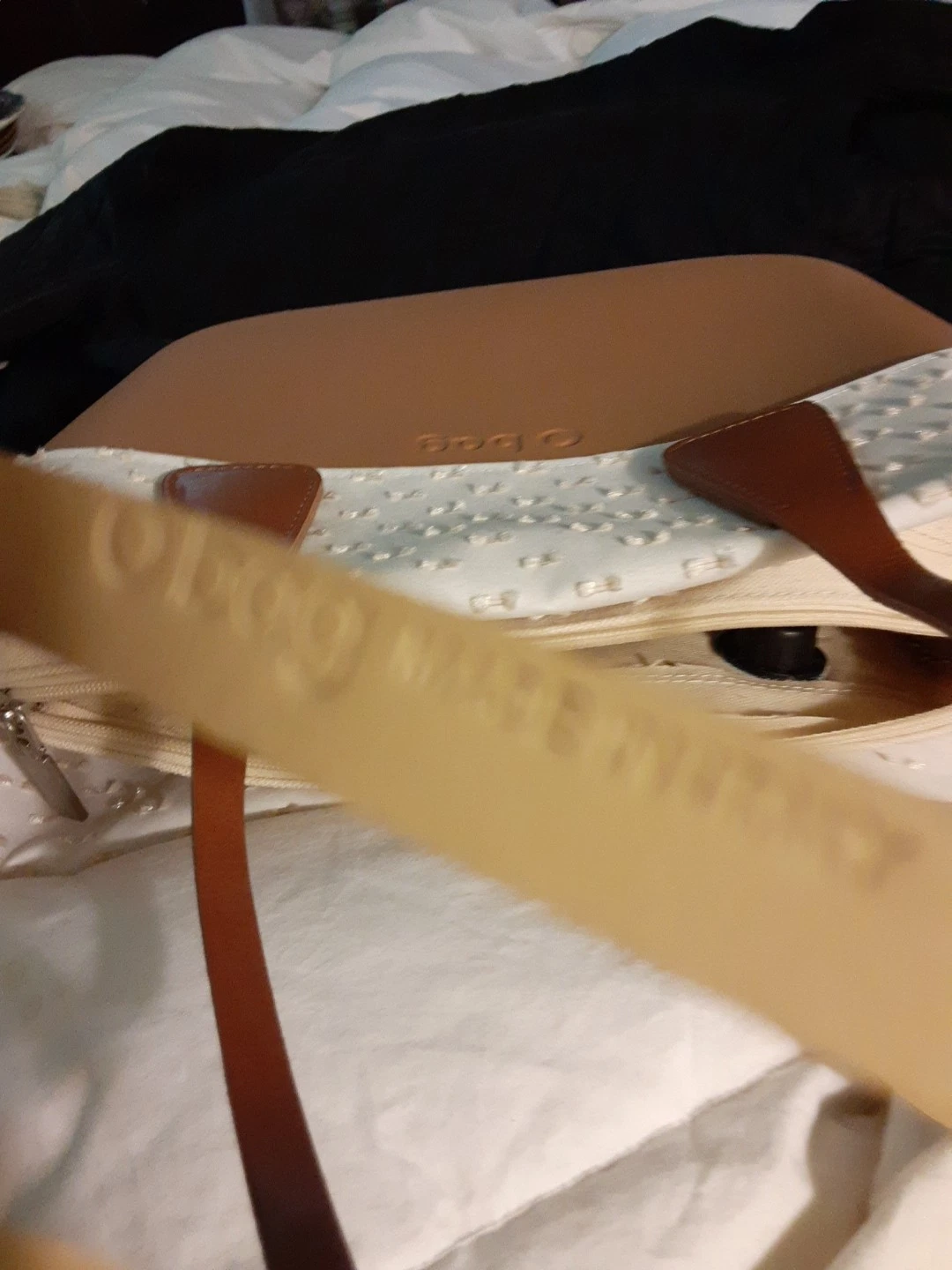 Obag 2 Way Taupe Plastic Tote Bag Italy - O Bag