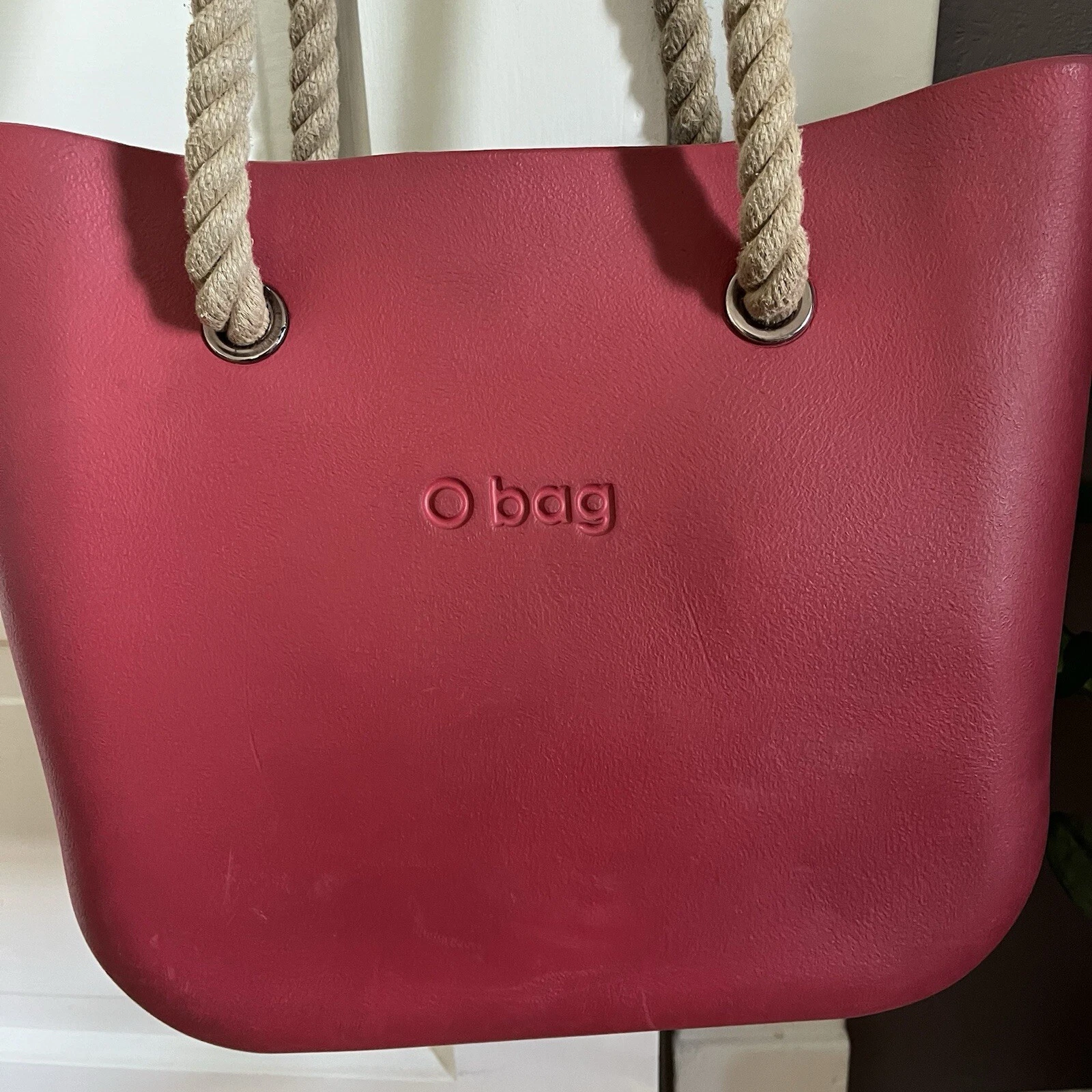 Obag O Bag Red Tote Handbag Shoulder Bag Purse Unlined Rope Handle - O Bag
