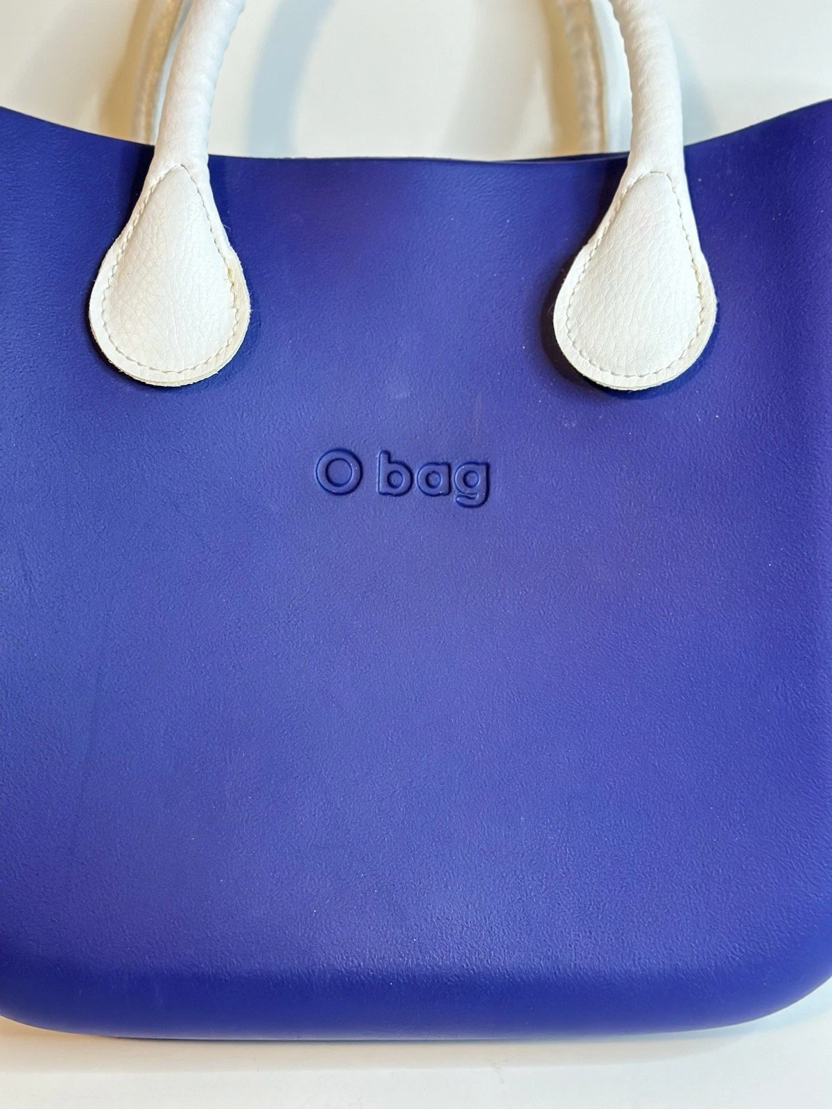 O Bag Italy Blue Waterproof Purse White Handles Removable Lining - O Bag