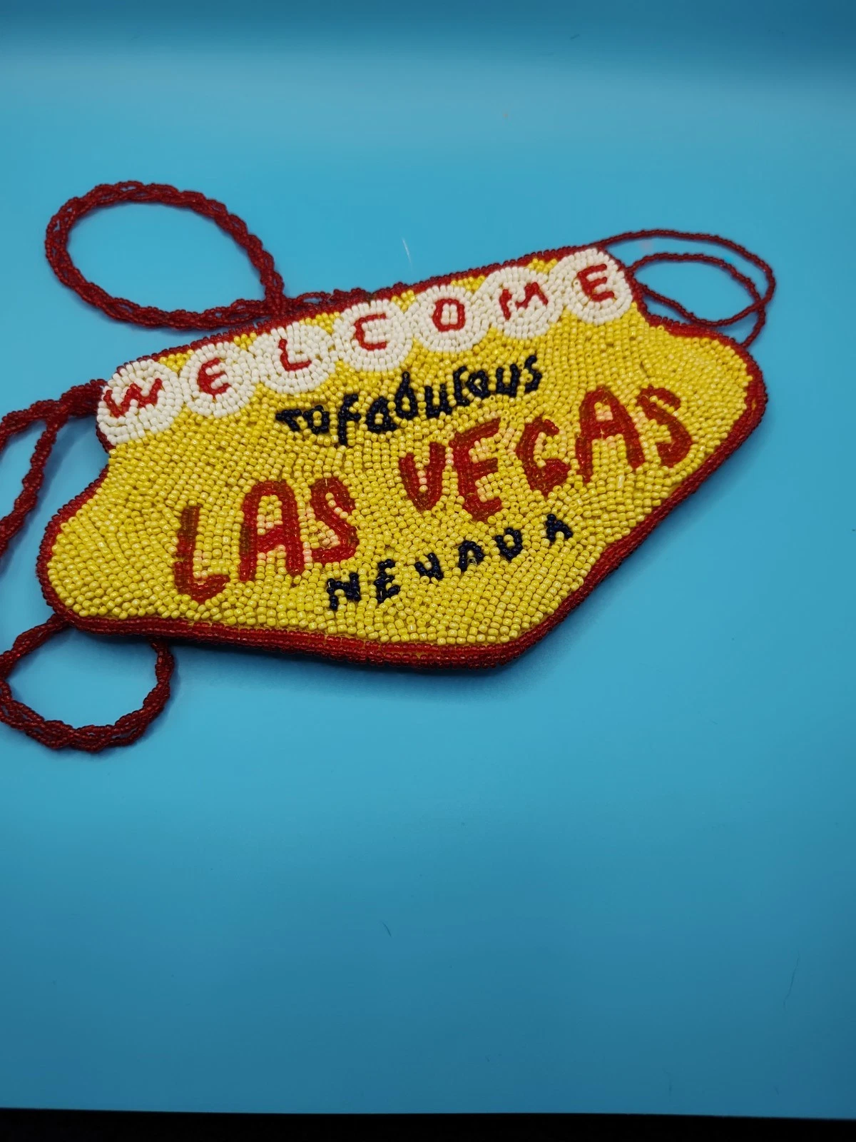 Welcome to Las Vegas yellow beaded cross over body bag NEW, w/o tags 8X4.5