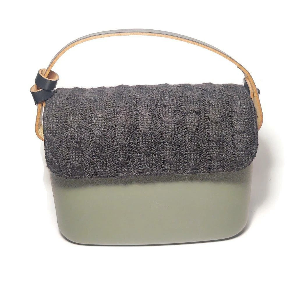 NWT OBAG Green and Black Wool Leather Mini Tote Handbag - O Bag