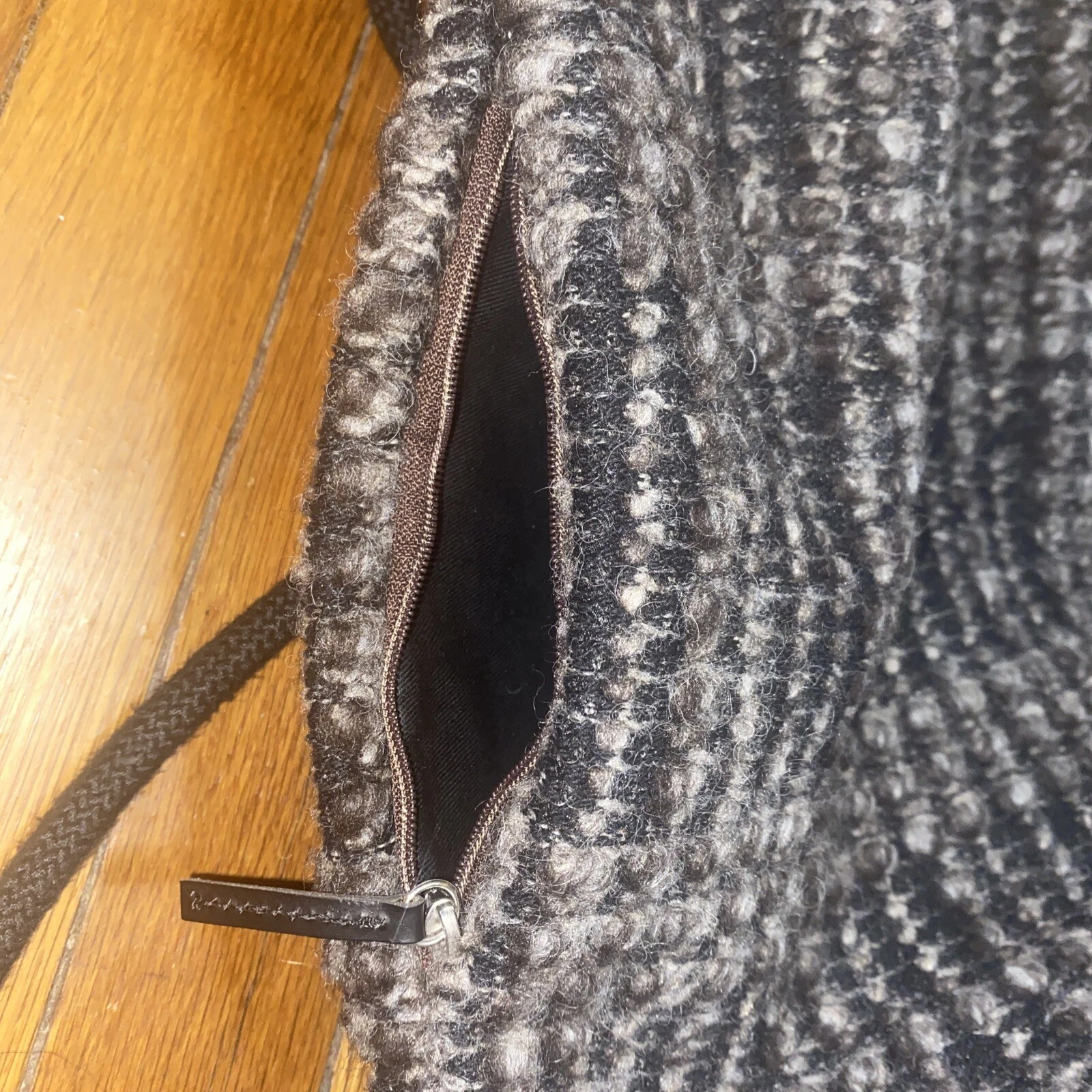 Rare O Bag Italy Sling Sack Backpack Bag Wool Tweed Rubber Bottom Anthropologie - O Bag