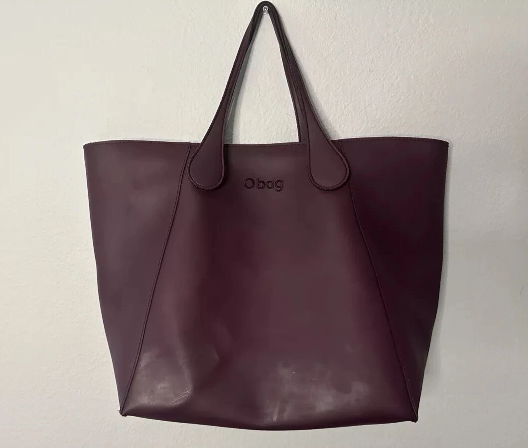Obag eggplant zip top tote style purse - O Bag
