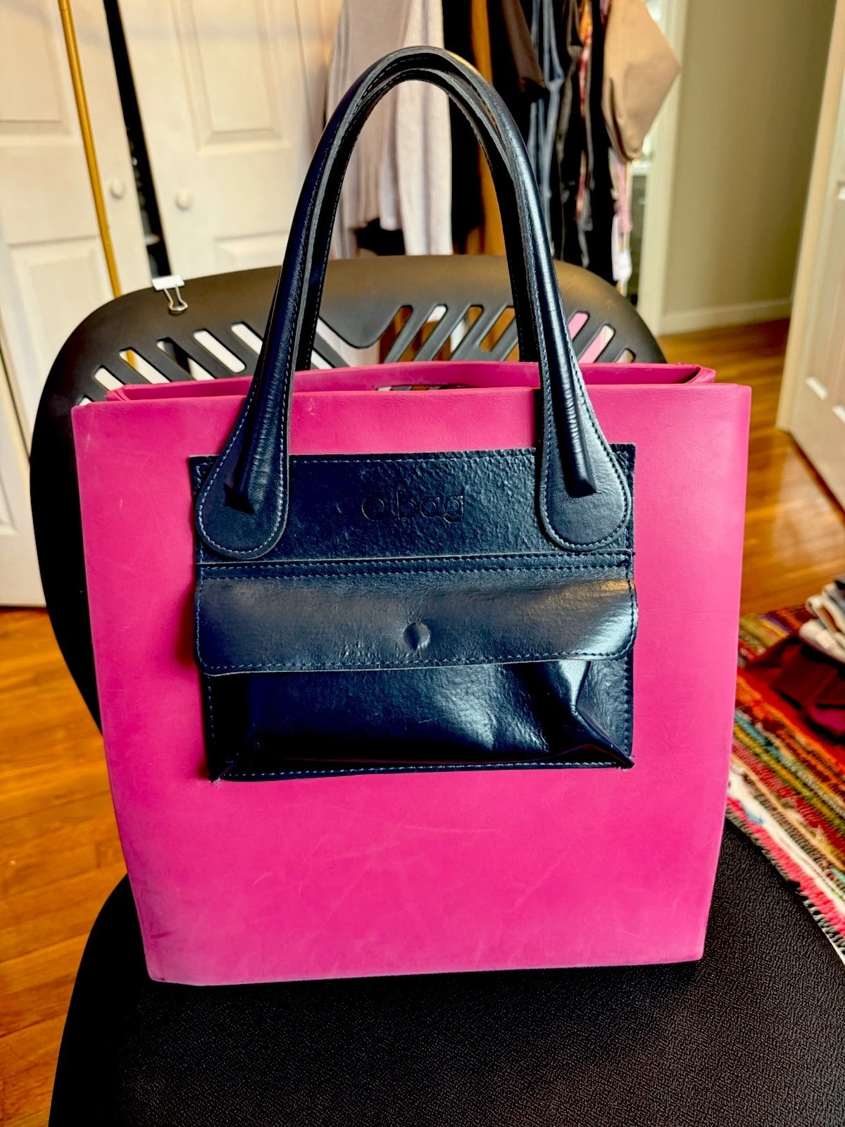 Obag RARE Made In Italy Thermoplastic Leather Handbag Backpack Borsca Pink EUC - O Bag