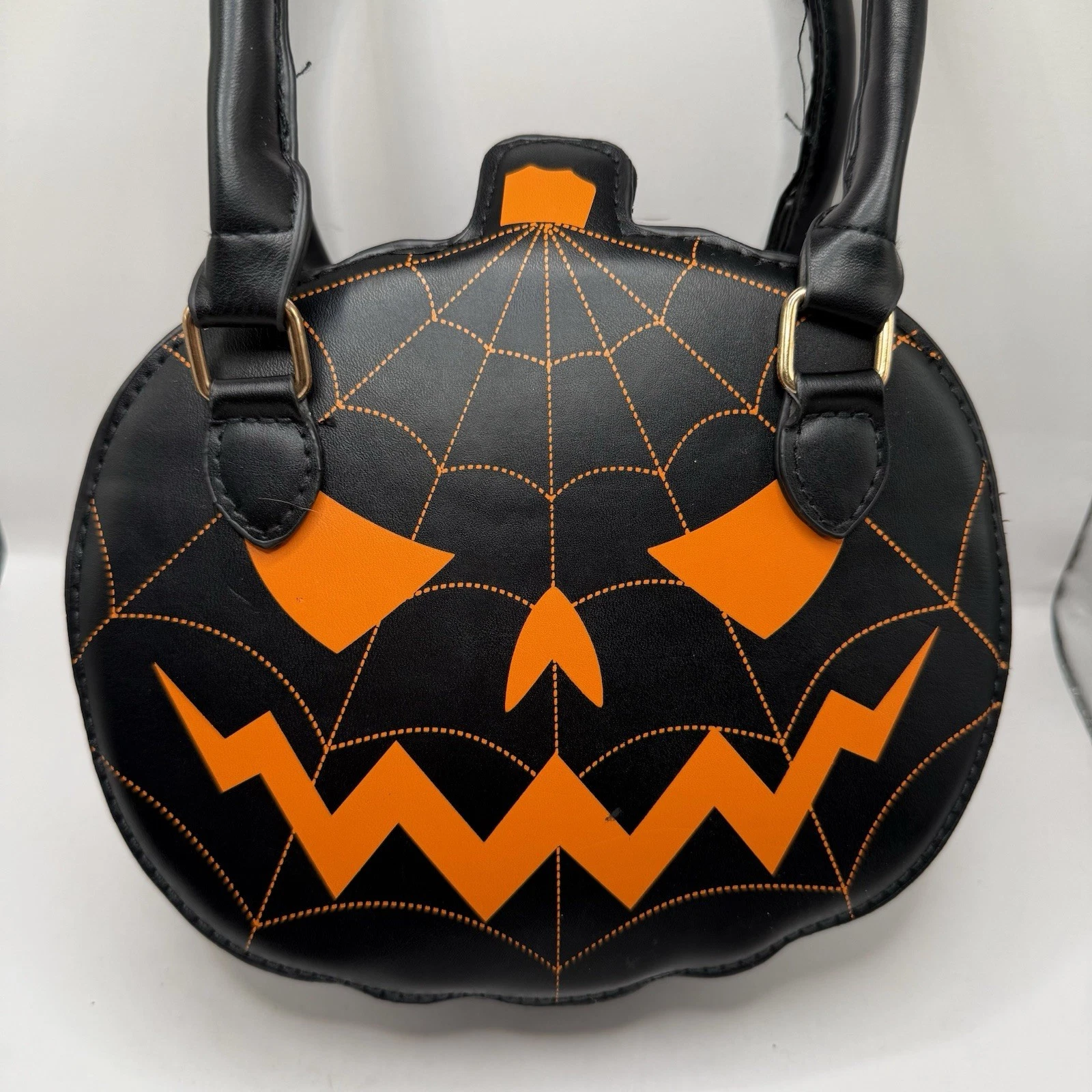NEW Bag Crossbody Pumpkin Halloween Black Jack-o-lantern Spiderweb Purse - O Bag