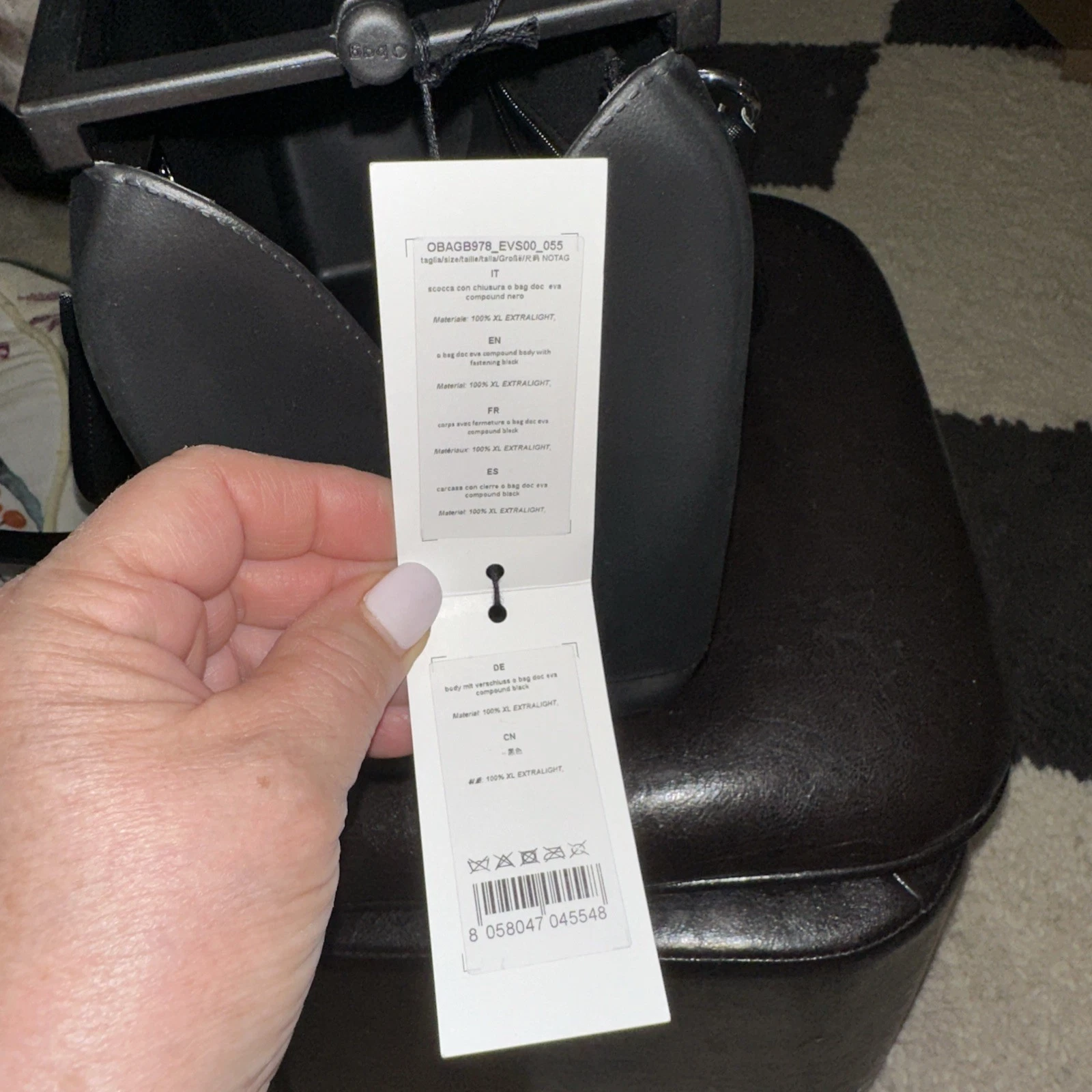 O BAG Handbag Black Eva Rubber Body Purse Made In Italy cross body & top handle - O Bag